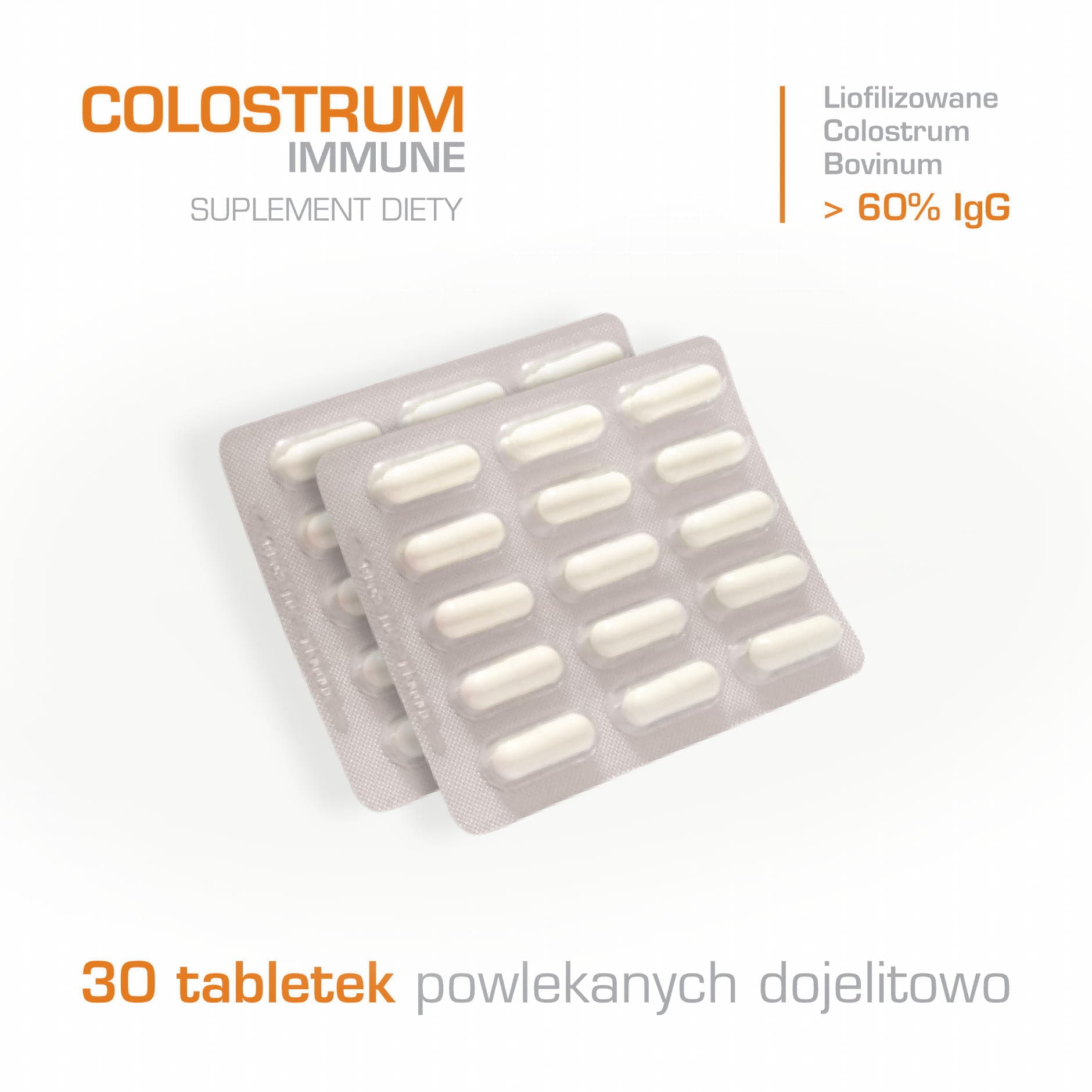  Colostrum Immune 60% IgG - Suplement Diety - kapsułki 30 sztuk - Kuracja 14 dniowa 